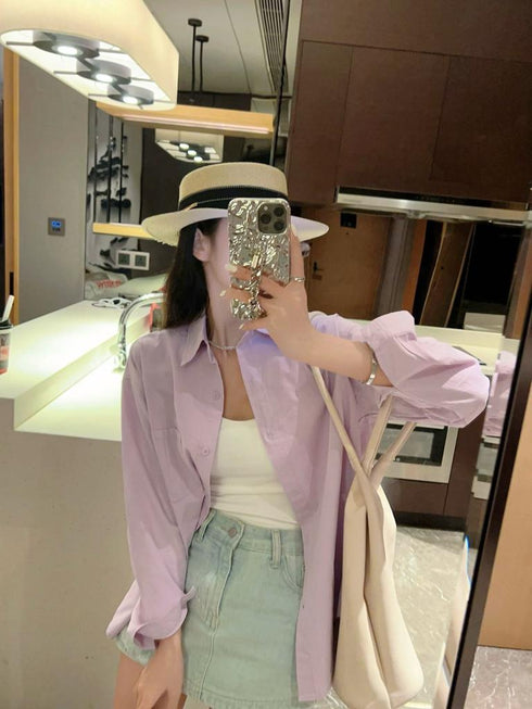 WANWAN Collar Down Long Sleeves Shirts